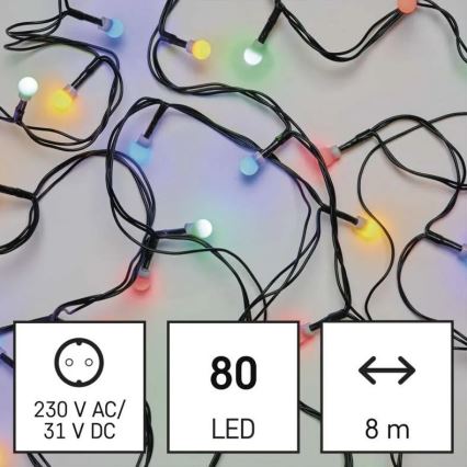 LED kültéri karácsonyi fényfüzér 80xLED/8 funkció 13m többszínű IP44