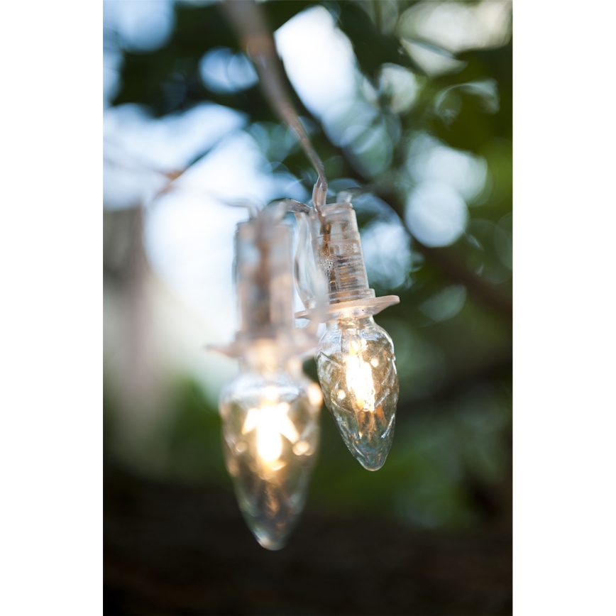 LED Kültéri karácsonyi fényfüzér CONE FILAMENT 20xE10 19m átlátszó/meleg fehér IP44, Csehországban készült