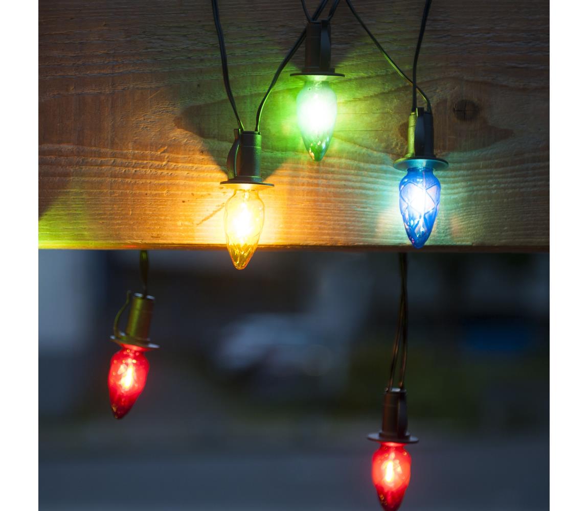 LED kültéri karácsonyi fényfüzér CONE FILAMENT 20xE10 19m színes/meleg fehér IP44 192020