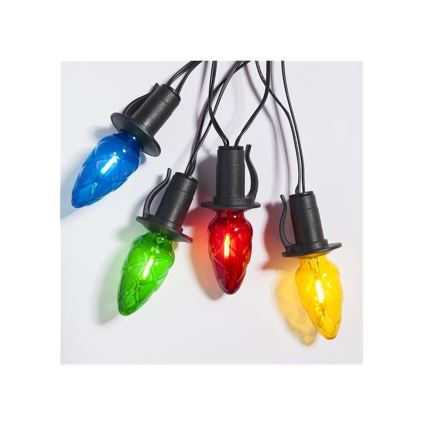 LED kültéri karácsonyi fényfüzér CONE FILAMENT 20xE10 19m színes/meleg fehér IP44, Csehországban gyártva