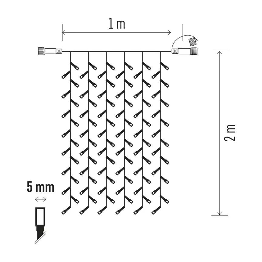 LED karácsonyi kültéri függöny 100xLED 2m IP44 hideg fehér