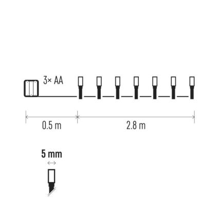 LED Kültéri karácsonyi lánc  2,8 m 40xLED/0,5W/3xAA IP44