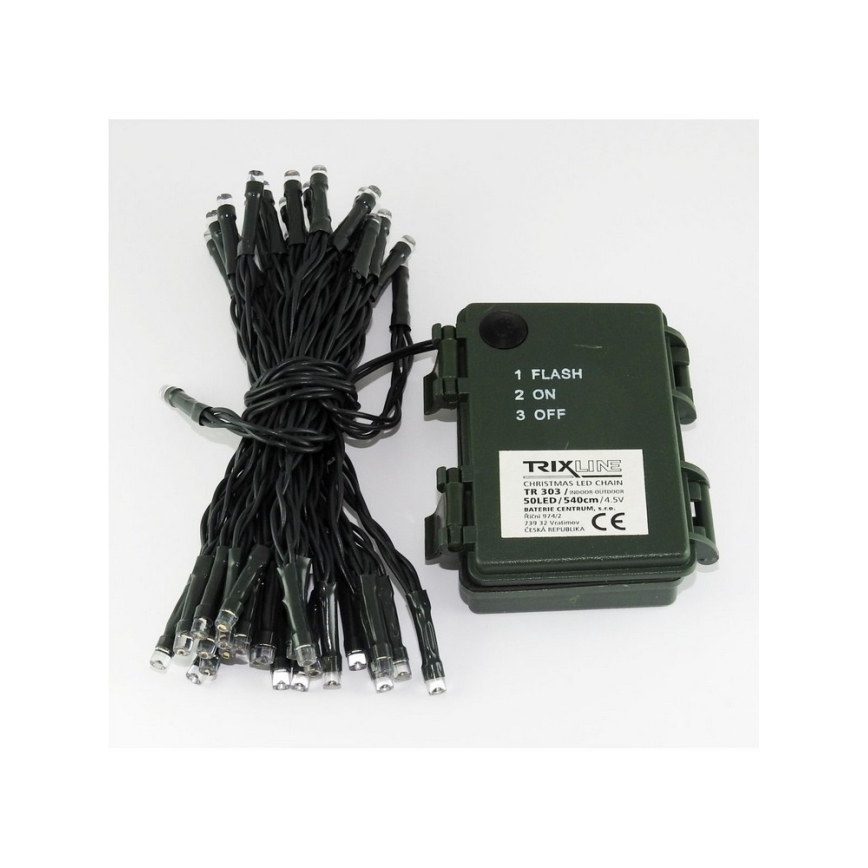 LED Karácsonyi lánc  5,4 m 50xLED/3xAA 6500 K