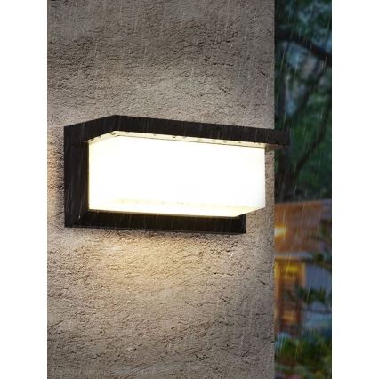 LED Kültéri fali lámpa izzóval szürkületérzékelővel NEELY 1xE27/9W/230V IP54 fekete