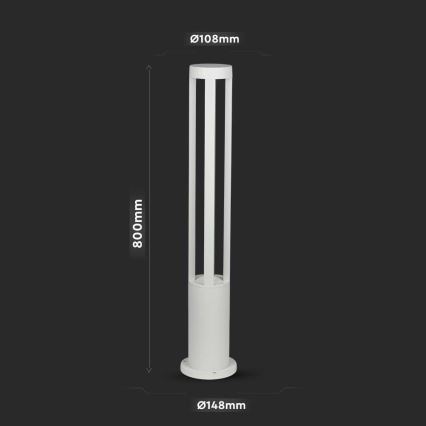 LED Kültéri lámpa LED/10W/230V 80cm 6400K IP65 fehér