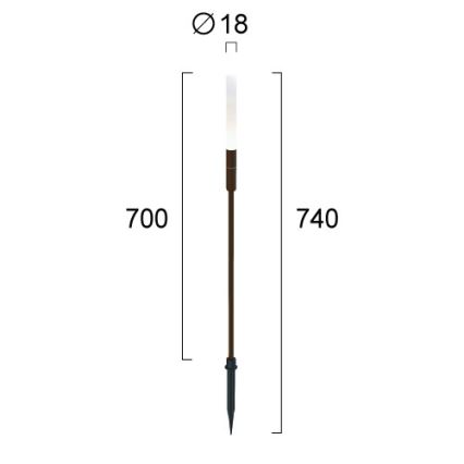 LED kültéri lámpa STICK LED/1,5W/24V IP65 barna