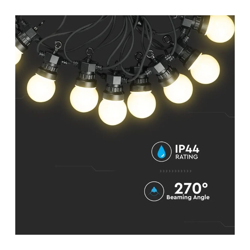 LED Kültéri lánc STRING 10m 20xLED/0,5W/230V IP44 6000K