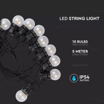 LED Kültéri lánc STRING 10xLED/0,60W/230V IP44 5m