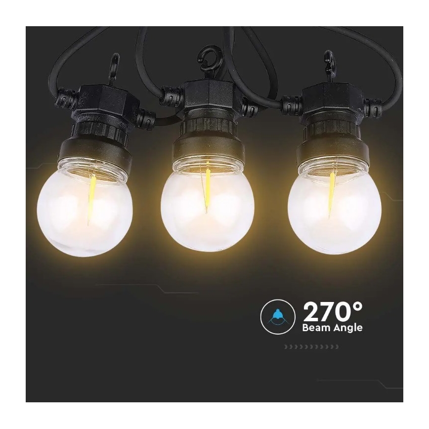 LED Kültéri lánc STRING 5m 10xLED/0,4W/24/230V 3000K IP44