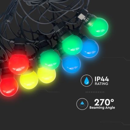 LED Kültéri lánc STRING RGB 10m 20xLED/0,5W/230V IP44