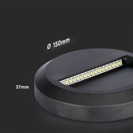 LED Kültéri lépcsővilágító LED/2W/230V IP65 4000K fekete