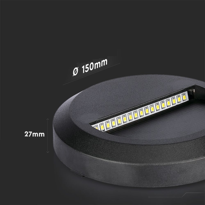 LED Kültéri lépcsővilágító LED/2W/230V IP65 4000K fekete