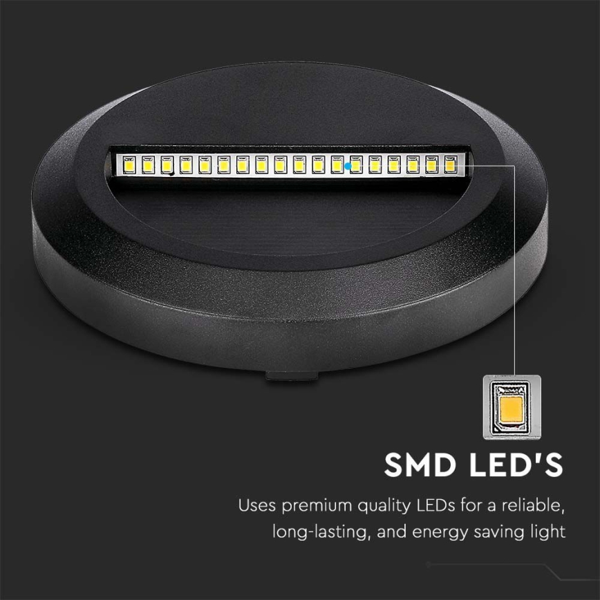 LED Kültéri lépcsővilágító LED/2W/230V IP65 3000K fekete