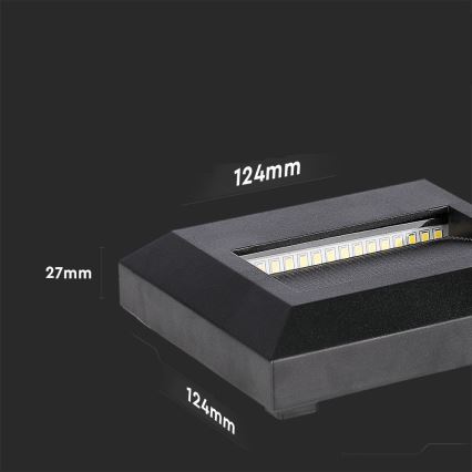 LED Kültéri lépcsővilágító LED/2W/230V IP65 3000K fekete