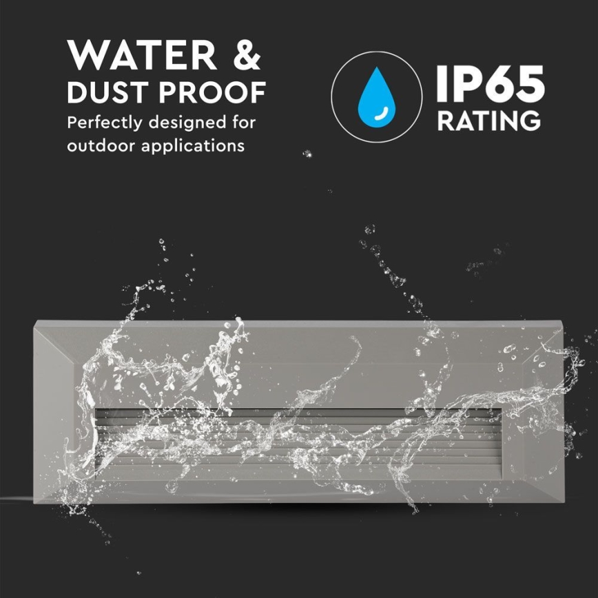 LED Kültéri lépcsővilágító LED/3W/230V IP65 3000K szürke