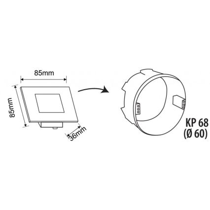 LED kültéri lépcsővilágító lámpa LED/1,7W/230V 3000/4000/6000K IP54 fehér