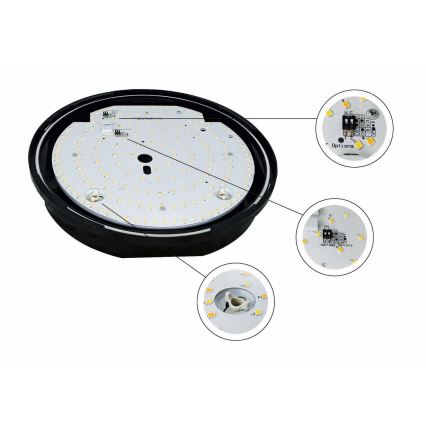 LED Dimmelhető kültér mennyezeti lámpa STROPY LED/12/15/18/22W/230V 3000/4000/6000K IP65 fekete
