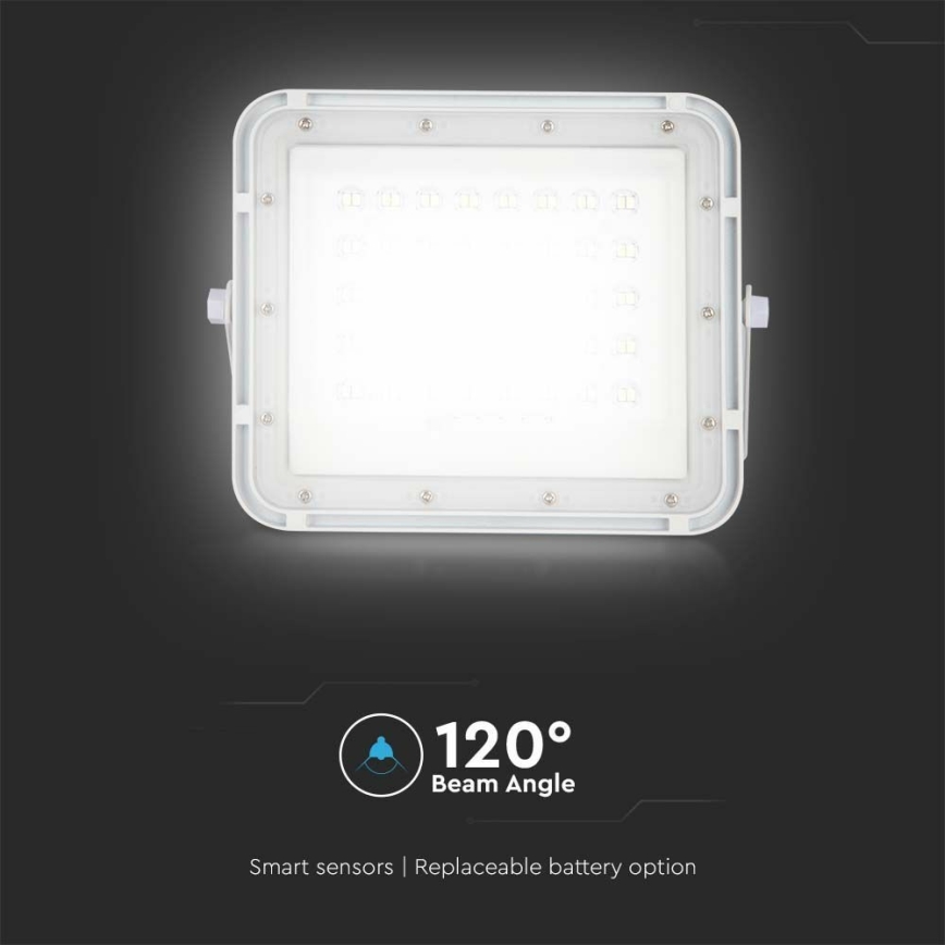 LED kültéri dimmelhető napelemes reflektor LED/10W/3,2V IP65 4000K 6000 mAh fehér + távirányítás