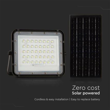 LED Kültéri dimmelhető napelemes reflektor LED/10W/3,2V IP65 4000K 6000 mAh fekete + távirányítás