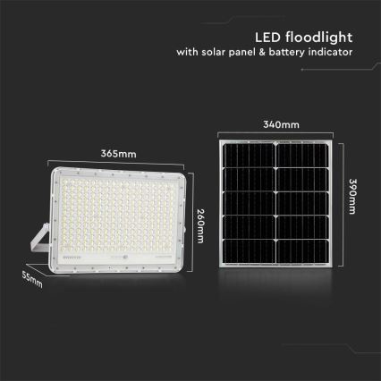 LED Kültéri napalemes reflektor LED/30W/3,2V 4000K fehér IP65 + távirányítás