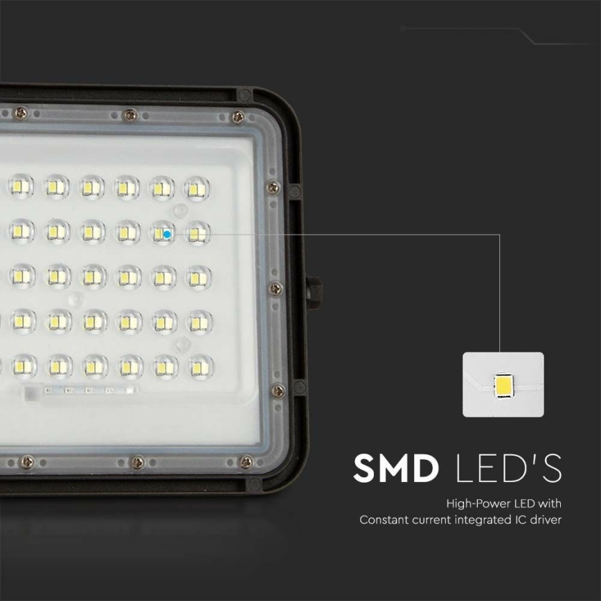 LED Kültéri dimmelhető napelemes reflektor LED/6W/3,2V IP65 6400K 5000 mAh fekete + távirányítás