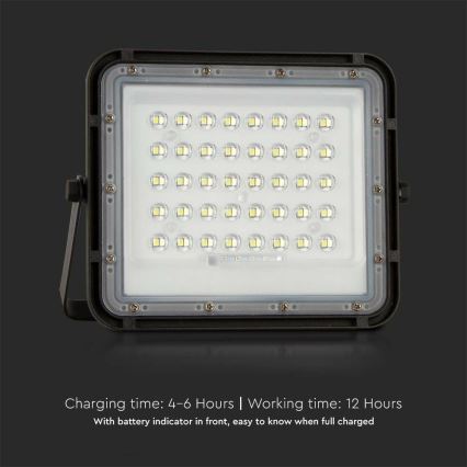 LED Kültéri dimmelhető napelemes reflektor LED/6W/3,2V IP65 6400K 5000 mAh fekete + távirányítás
