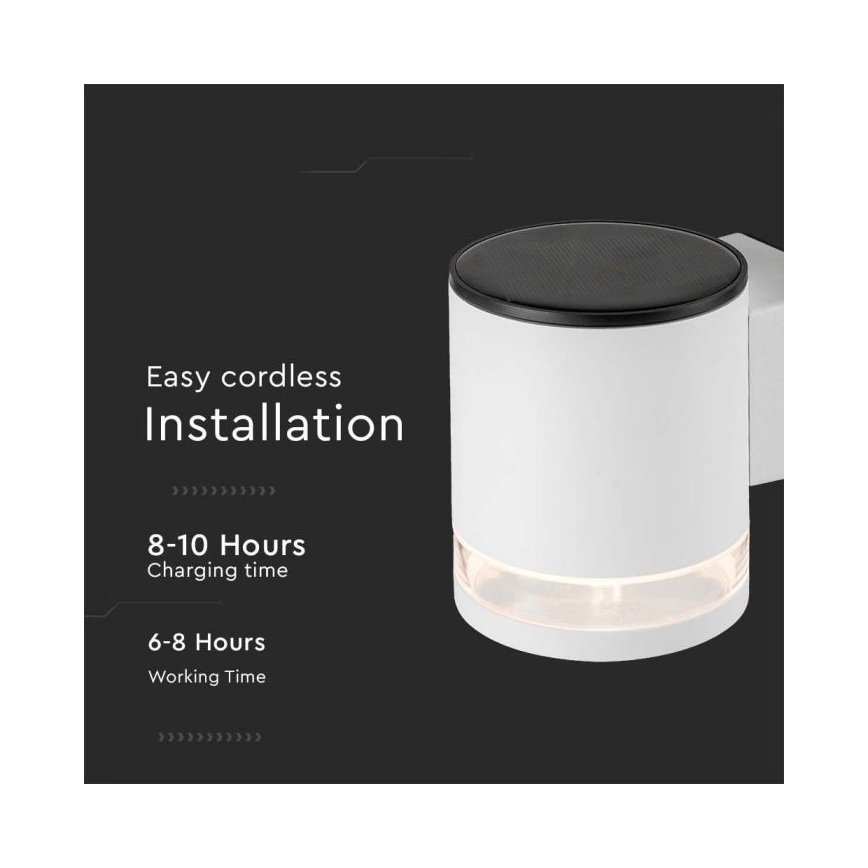LED Kültéri napelemes fali lámpa LED/1W/3,7V 3000K IP54 1200 mAh fehér
