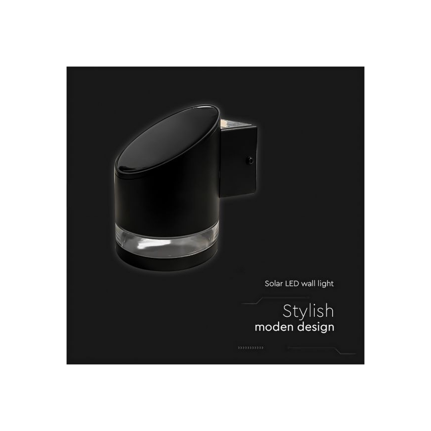 LED Kültéri napelemes fali lámpa LED/1W/3,7V 3000K IP54 1200 mAh fekete