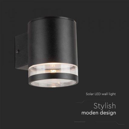 LED Kültéri napelemes fali lámpa LED/1W/3,7V 3000K IP54 1200 mAh fekete