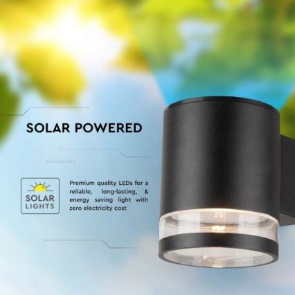 LED Kültéri napelemes fali lámpa LED/1W/3,7V 3000K IP54 1200 mAh fekete