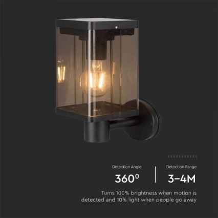 LED kültéri napelemes fali lámpa érzékelővel LED/2,5W/3,7V 3000K IP54 2000 mAh