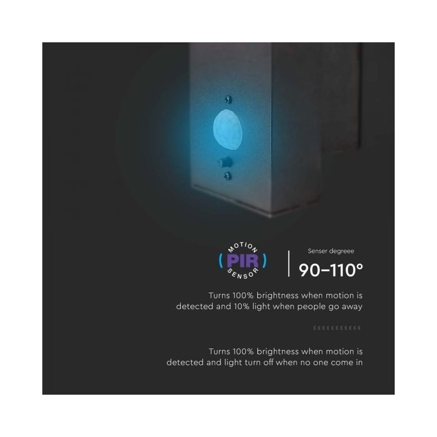 LED kültéri napelemes fali lámpa érzékelővel LED/5,5W/3,7V 3000K IP54 2000 mAh