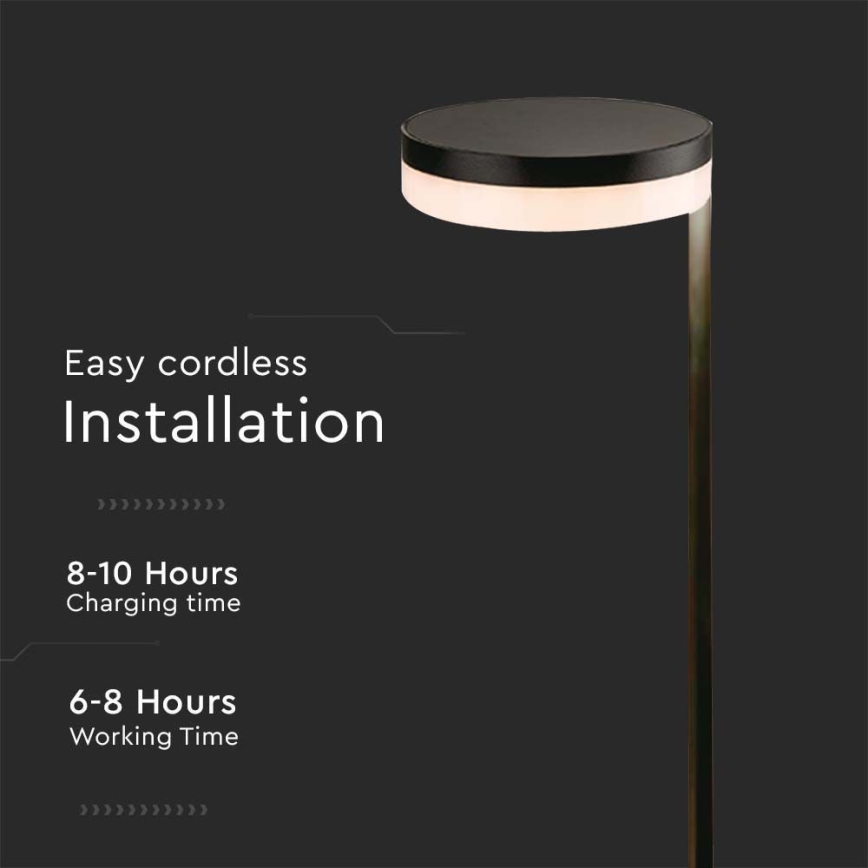 LED Kültéri napelemes lámpa LED/2W/3,7V 3000K IP54 2000 mAh fekete