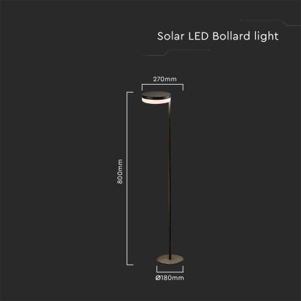 LED Kültéri napelemes lámpa LED/2W/3,7V 3000K IP54 2000 mAh fekete