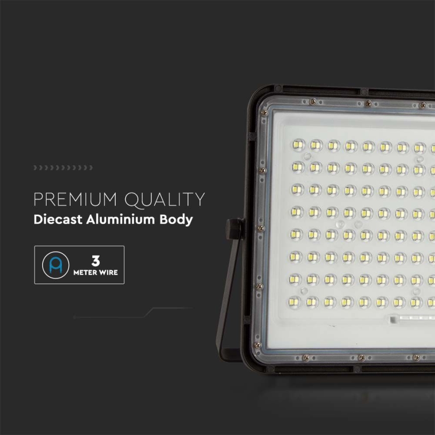 LED Kültéri napelemes reflektor LED/200W/3,2V 4000K fekete IP65 16000 mAh + távirányító