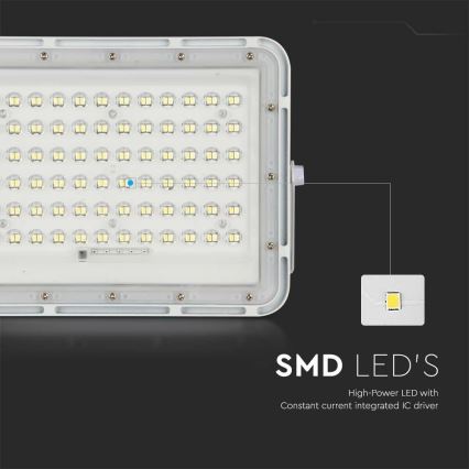 LED kültéri dimmelhető napelemes reflektor LED/15W/3,2V IP65 4000K 12000 mAh fehér + távirányítás