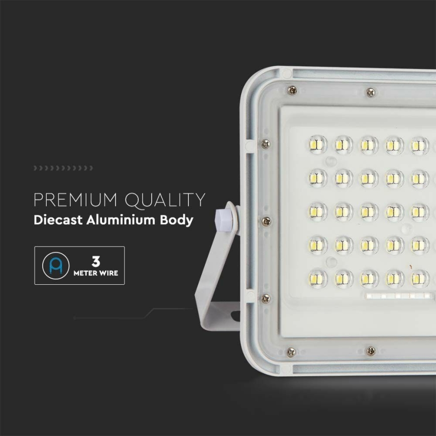 LED kültéri dimmelhető napelemes reflektor LED/15W/3,2V IP65 4000K 12000 mAh fehér + távirányítás