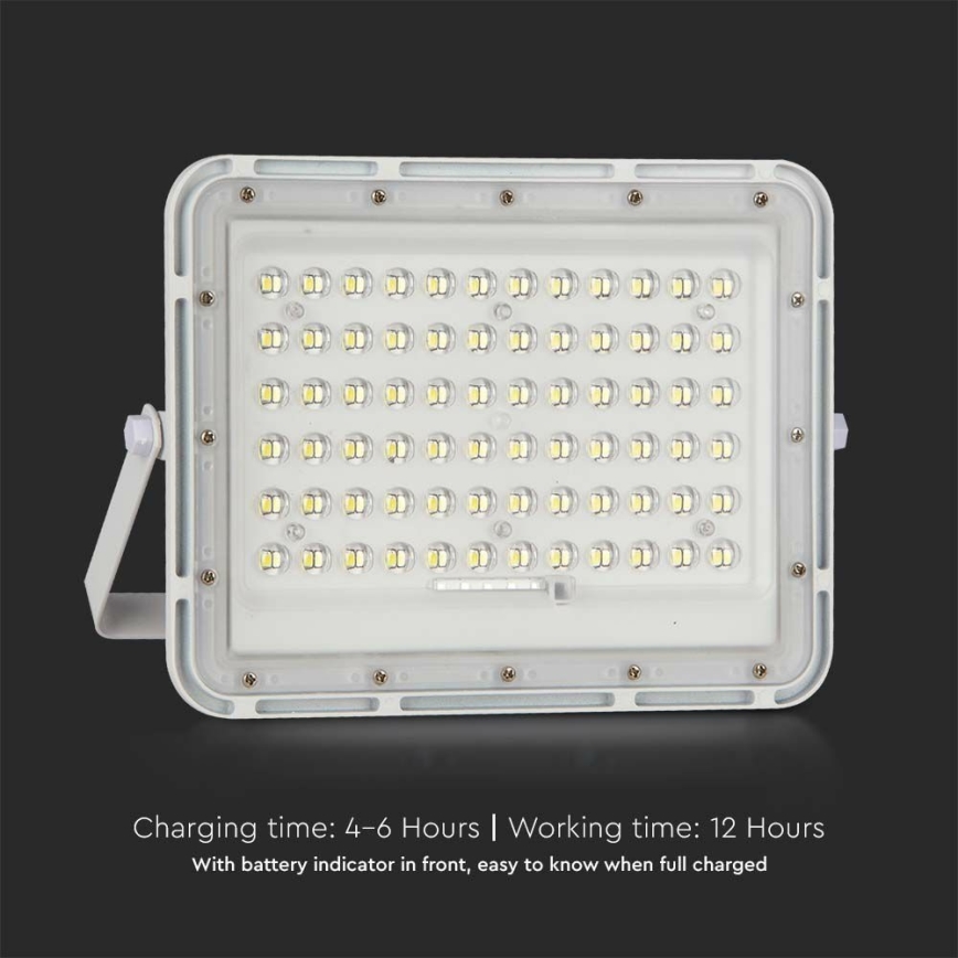 LED kültéri dimmelhető napelemes reflektor LED/15W/3,2V IP65 4000K 12000 mAh fehér + távirányítás