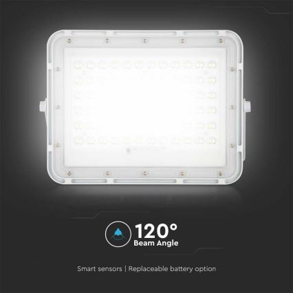 LED kültéri dimmelhető napelemes reflektor LED/15W/3,2V IP65 4000K 12000 mAh fehér + távirányítás
