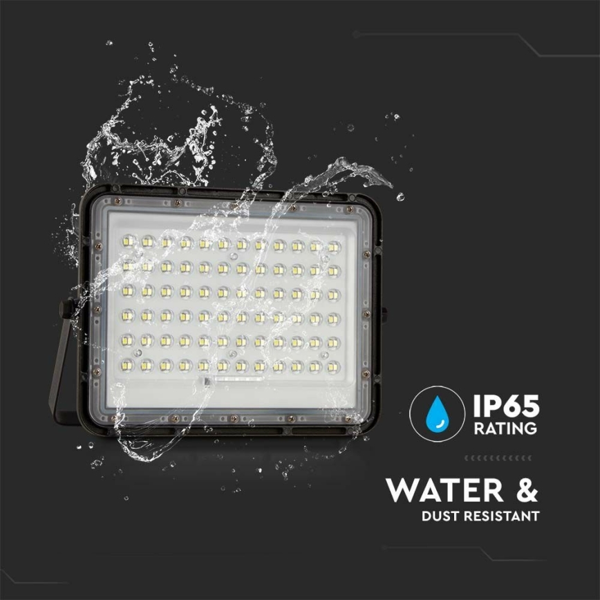 LED kültéri dimmelhető napelemes reflektor LED/15W/3,2V IP65 4000K 12000 mAh fekete + távirányítás