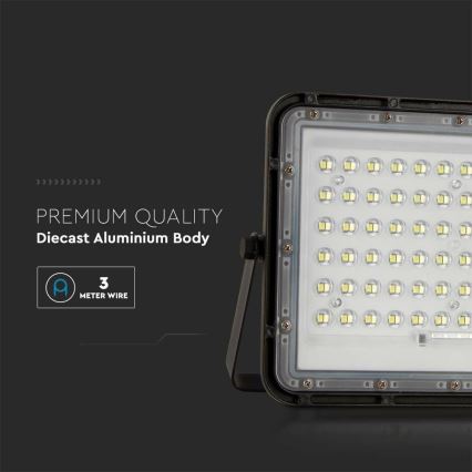 LED kültéri dimmelhető napelemes reflektor LED/15W/3,2V IP65 4000K 12000 mAh fekete + távirányítás