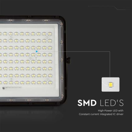 LED Kültéri napelemes reflektor LED/20W/3,2V 6400K fekete IP65 16000 mAh + távirányító