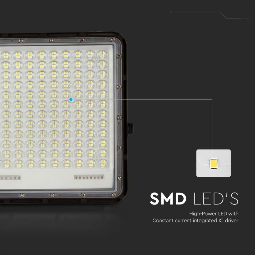 LED Kültéri napelemes reflektor LED/30W/3,2V 6400K fekete IP65 20000 mAh + távirányítás