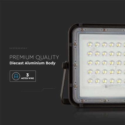 LED kültéri dimmelhető napelemes reflektor LED/6W/3,2V IP65 4000K 5000 mAh fekete + távirányítás