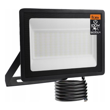 LED kültéri reflektor – 100 W, 230 V, 4500 K, IP65, fekete