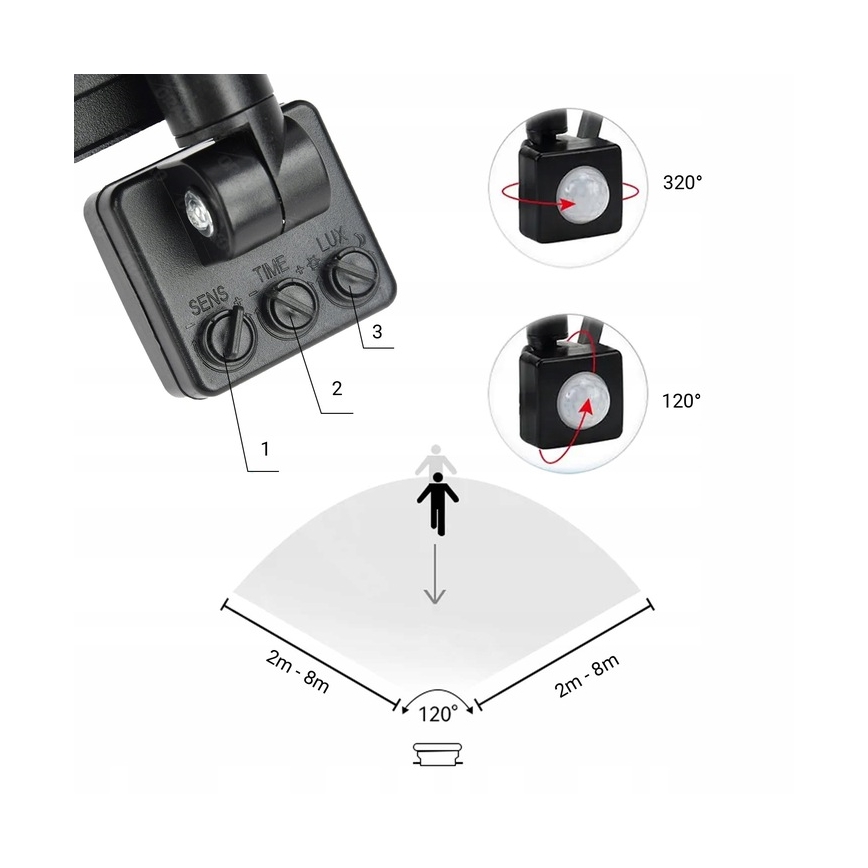 LED Kültéri reflektor érzékelővel LED/100W/230V 4000K IP65 fekete