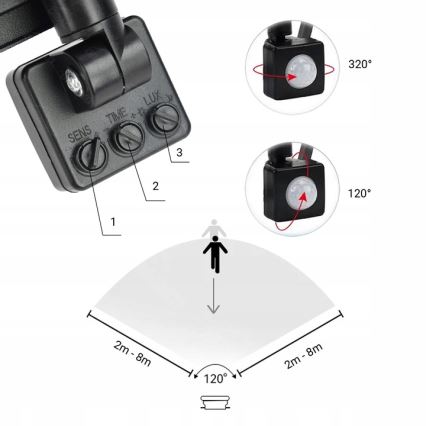 LED Kültéri reflektor érzékelővel LED/20W/230V 4000K IP65 fekete