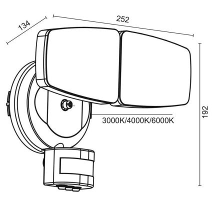 LED Kültéri reflektor érzékelővel LED/24W/230V 3000/4000/6000K IP54 antracit