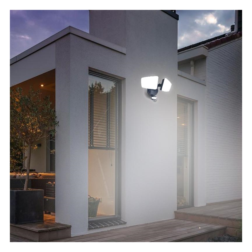 LED Kültéri reflektor érzékelővel LED/24W/230V 3000/4000/6000K IP54 fekete