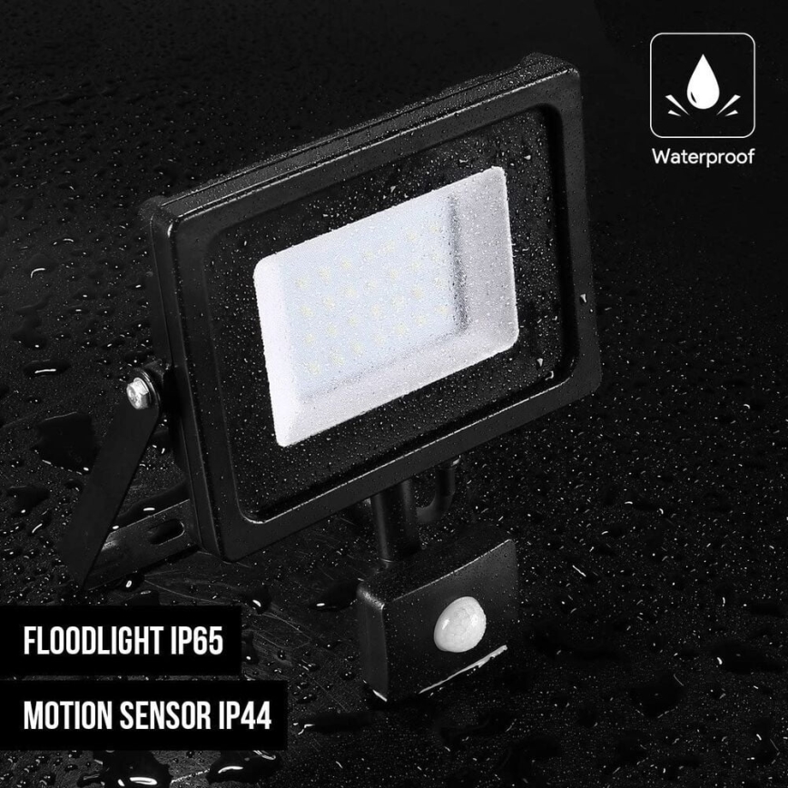 LED Kültéri reflektor érzékelővel NOCTIS LUX 2 LED/30W/230V 4000K IP44 fekete